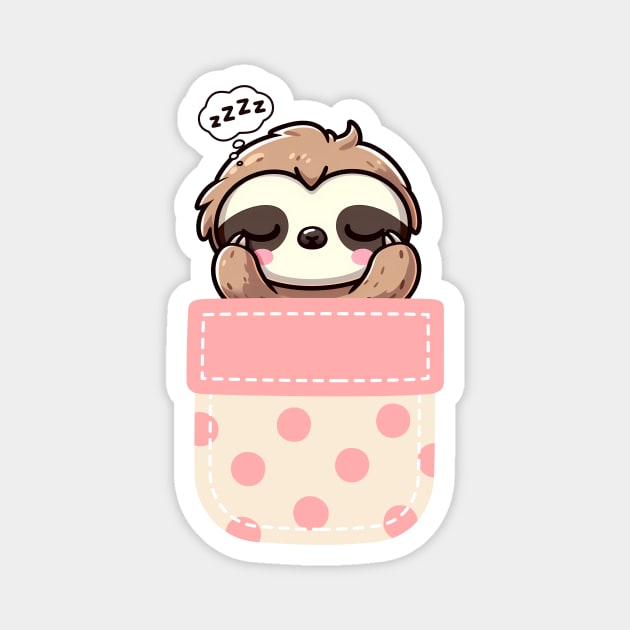 Sleepy Sloth in Polka Dot Pocket Magnet by Pink & Pretty