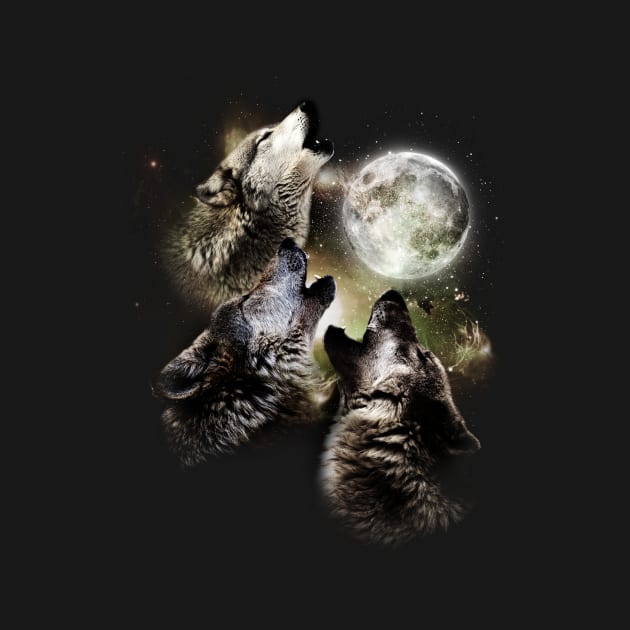 Three wolves howling at the moon by GTC_Design