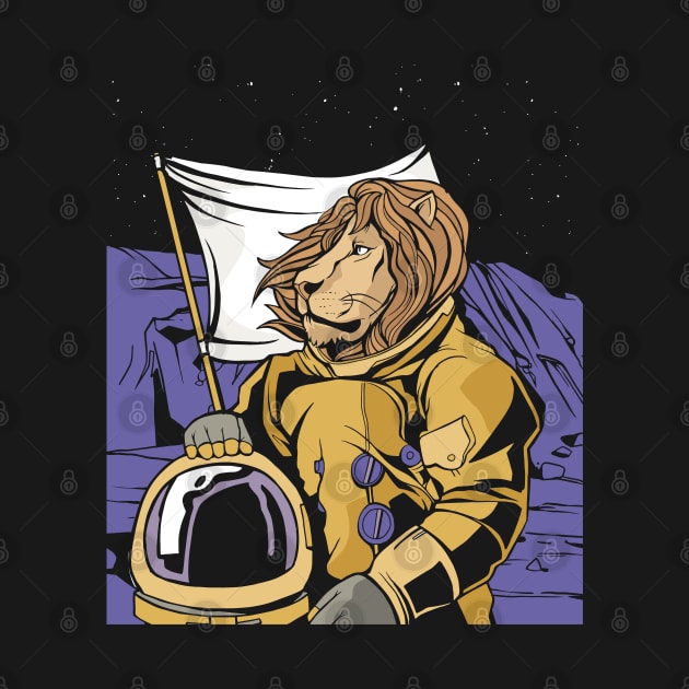 Lion Astronaut in Space Science Astronaut by Printroof