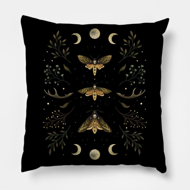 Death Head Moths Night Pillow by Episodic Drawing