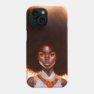 [AI Art] African sunset woman with big hair Phone Case