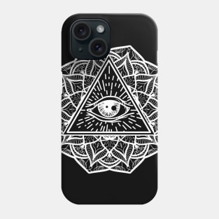 Geometric Mandala Eye Symmetry All Seeing Eye Triangle White Version Phone Case