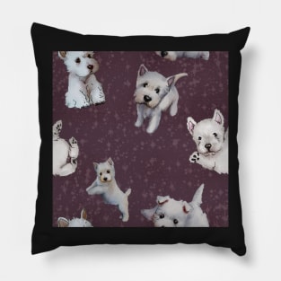 Westies mom dark purple pattern Pillow