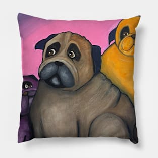 three pugs Pillow