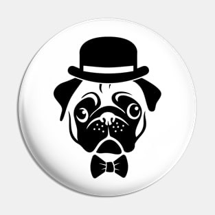 Pug in a Bowler Hat Pin