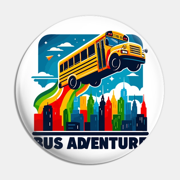 School Bus Adventure Pin by Vehicles-Art