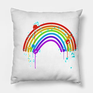 Paint Splatter Rainbow Pillow