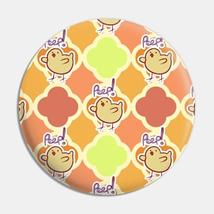 Peep Baby Chick Quatrefoil Pattern Pin