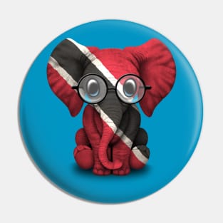 Baby Elephant with Glasses and Trinidadian Flag Pin