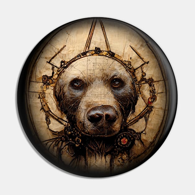 Labrador Retriever Surreal Steampunk Artwork, Dog Lover Pin by maxdax