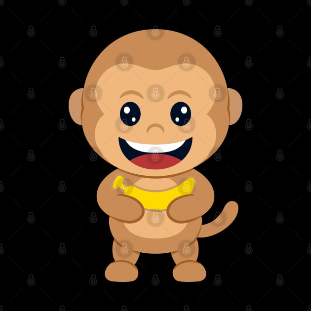 cute monkey holding banana cartoon by garistipis
