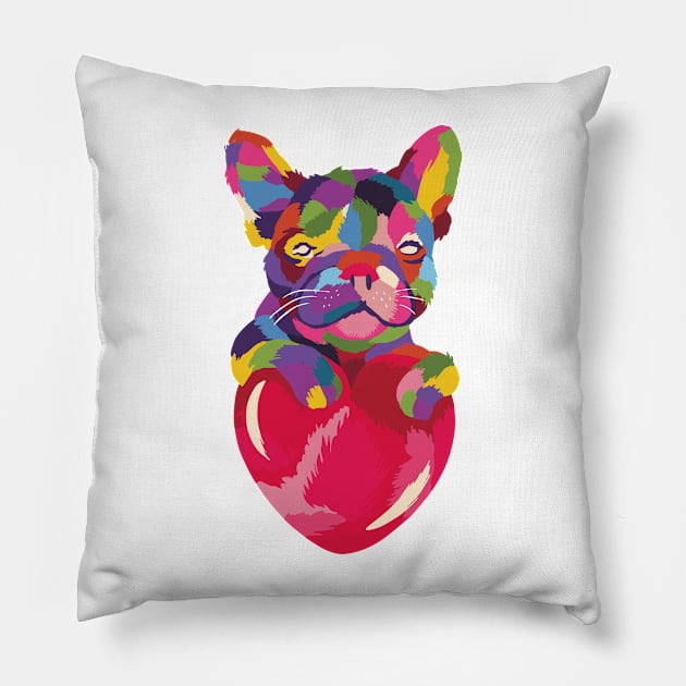 Colorful Cool Cute Little Bulldog Pillow by ralfjohnson