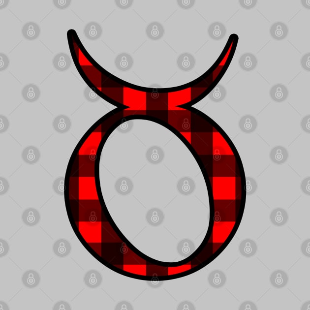 Taurus Zodiac Horoscope Symbol in Black and Red Buffalo Plaid by bumblefuzzies