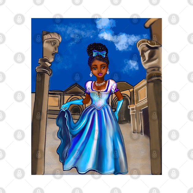 Princess in Roman inspired courtyard   ! beautiful  black girl with Afro hair, brown eyes and dark brown skin. Hair love ! by Artonmytee