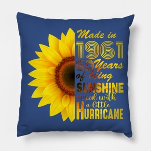 Vintage 1961 Sunflower 60th Birthday Awesome Gift Pillow