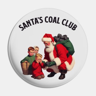 Santa's Coal Club - Funny Vintage Christmas Pin