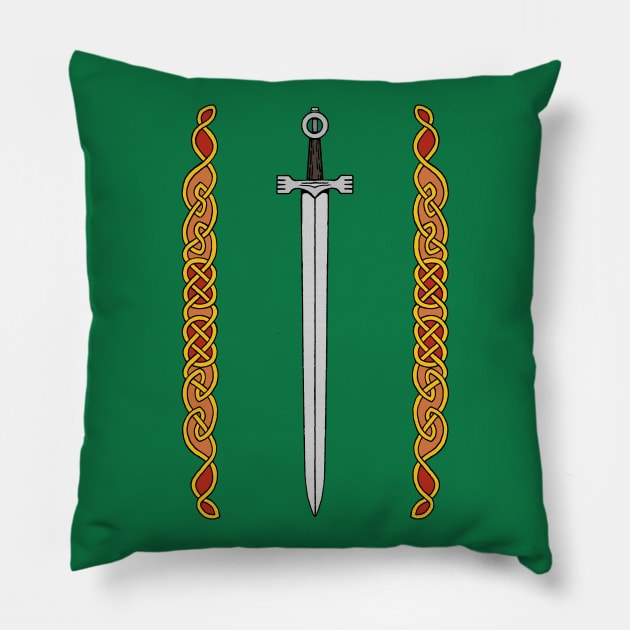 Irish Sword and Knotwork Pillow by AzureLionProductions