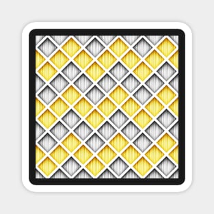 Yellow and Gray Geometric Pattern, Rhombic  Zigzag Motif Magnet