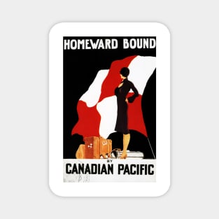 Woman with Luggage Homeward Bound Art Deco Advertisement Vintage Travel Magnet