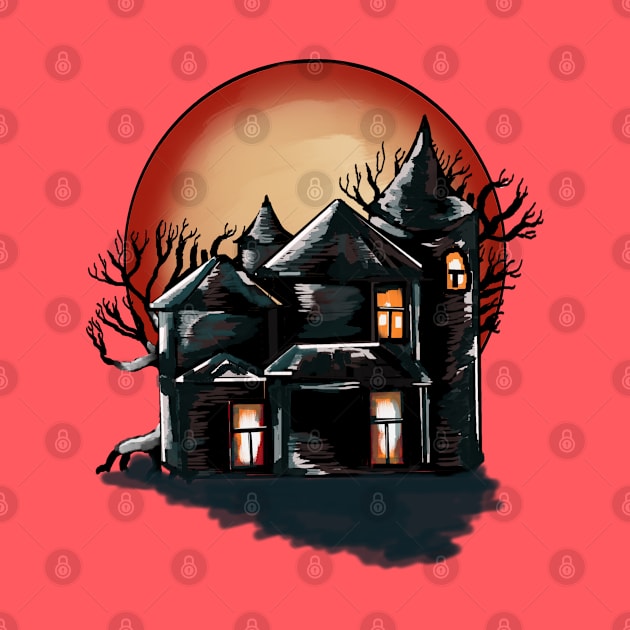 Creepy old haunted house Haloween decoration by Kyradem