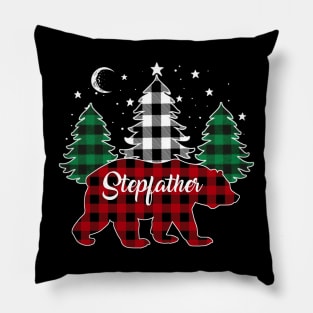 Stepfather Bear Buffalo Red Plaid Matching Family Christmas Pillow