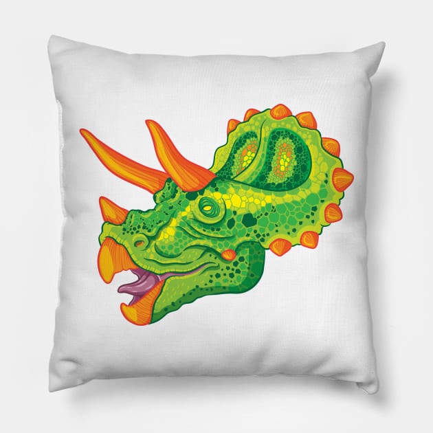 Triceratops (lime) Pillow by JenniferSmith