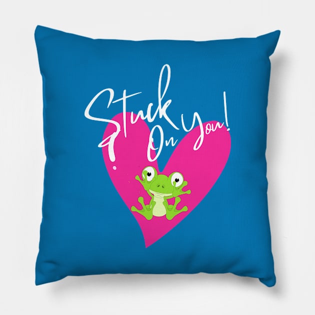 Pink Romantic Heart Stuck on You Pillow by Dallen Fox