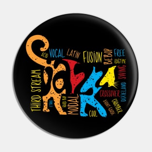 Colorful Jazz Cat With Jazz Genres Pin