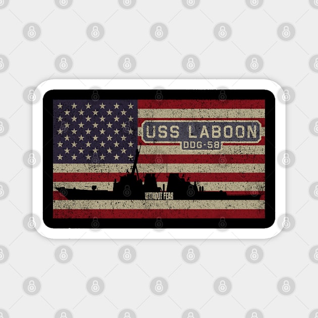 Laboon DDG-58 Arleigh Burke-class Guided Missile Destroyer Vintage USA  American Flag Gift Magnet by Battlefields