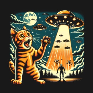 Funny Cat Alien Invasion T-Shirt