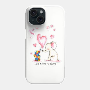 Love Needs No Words The Love Together Between Mom And Son Elephent Mom Autism Phone Case