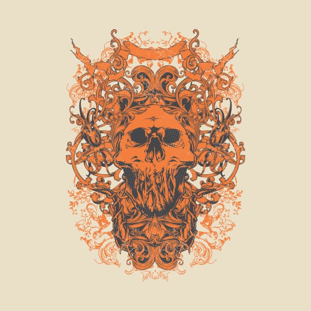 Floral Zombie Skull by XOZ