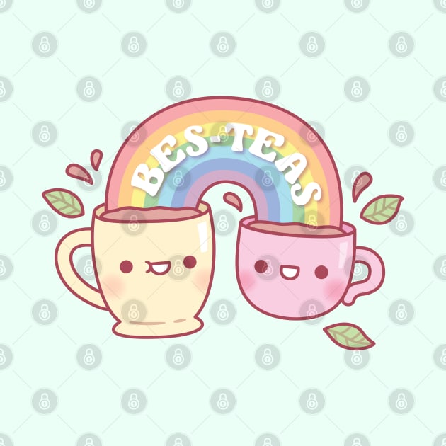 Cute Teacups Bes Teas Besties Pun Rainbow by rustydoodle