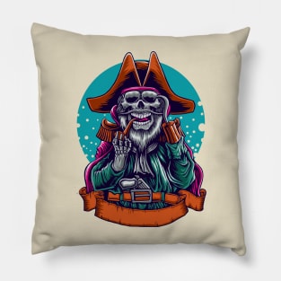 Skull Pirates Illustration Pillow