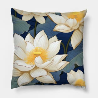 Serenity Blooms: Timeless Lotus Flower Pattern Pillow