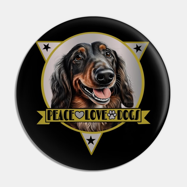 Dachshund Peace Love Dogs Pin by AtkissonDesign