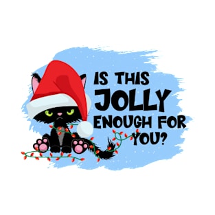 Funny Black Cat Cranky Christmas Humor T-Shirt