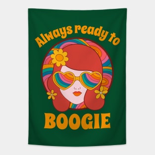 Always Ready to Boogie 70s Hippie Girl Tapestry