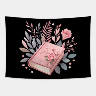 Pink Floral Book Tapestry