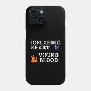 Icelandic Heart Viking Blood. White text,  Gift ideas for historical enthusiasts. Phone Case