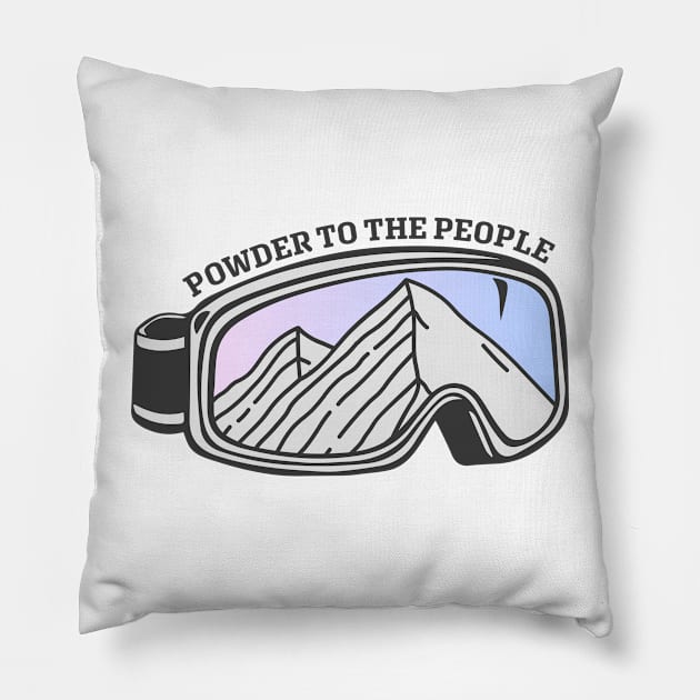 Sunset Mountain Ski Goggles | Powder To The People Pillow by KlehmInTime