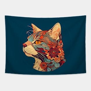 Lady Cat Boho Flower - Cat Hippy Lover Tapestry