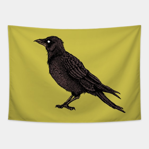 Raven Creepy Crow Bright Gothic Art Tapestry by Boriana Giormova