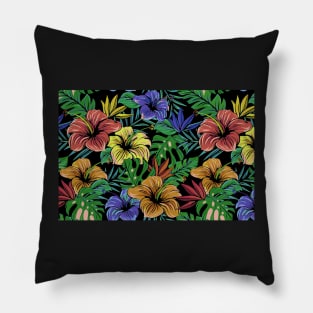 Beach Tropical Bouquet of Hibiscus Colorful Flowers Pillow