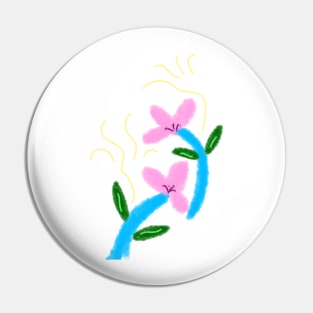 Pink blue flower art Pin