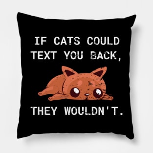 If Cats Could Text You Back - They Wouldn't Funny Cat, Distress Style Pillow