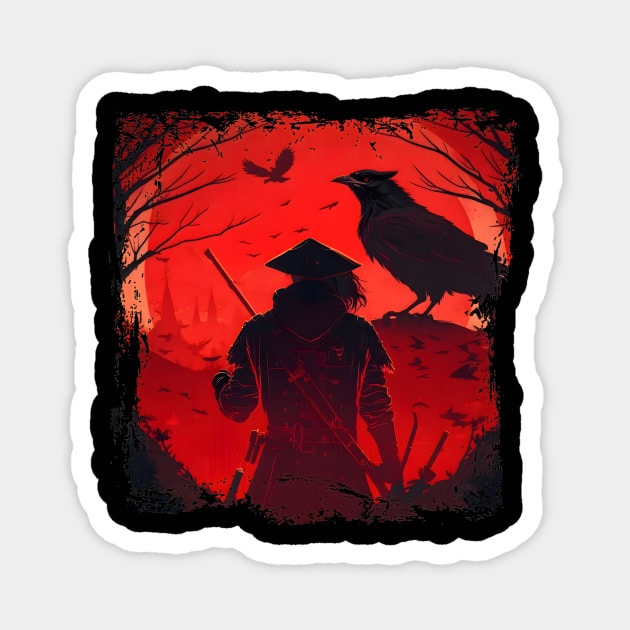 Raven Man Diablo BRZRKR a Witcher on Red Moon Magnet by MLArtifex