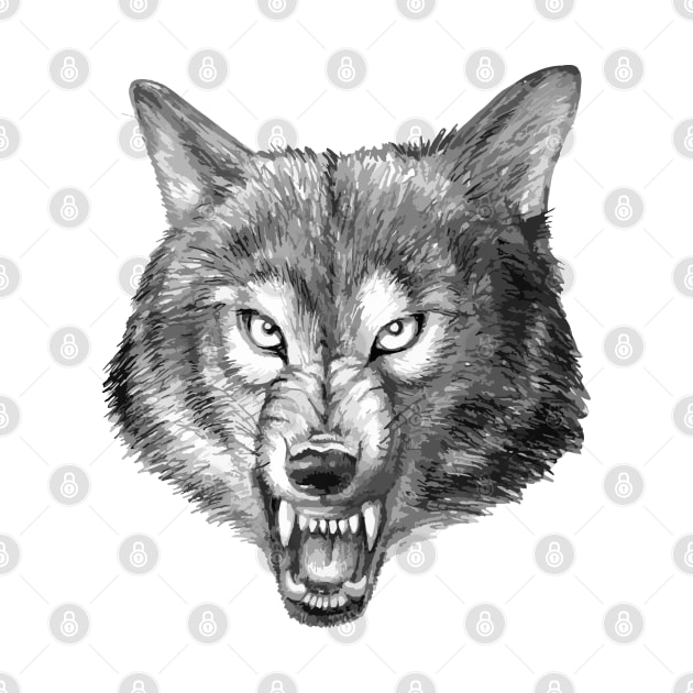 Wolf, animal grin, Father's Day gifts, graphics, men's print, designer print, gift for a man, predatory, impudent, by SwetlanaArt