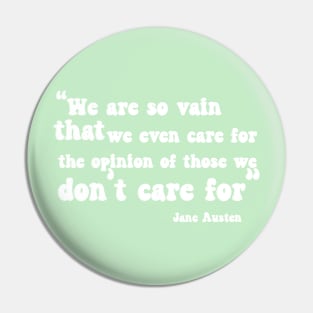 Jane Austen Retro Text Design Quote (White) Pin