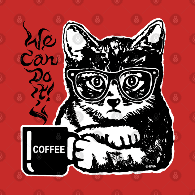 Funny cat motivated by coffee by NewSignCreation